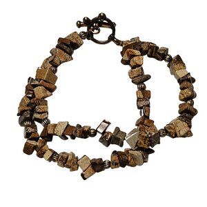 Boho Natural Stone Chunky Gemstone Beaded Bracelet Toggle Clasp Fashion Jewelry